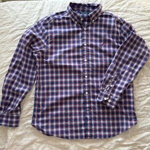 Nautica Mens Large Long Sleeve Button Up Checkered Shirt Business Smart Casual